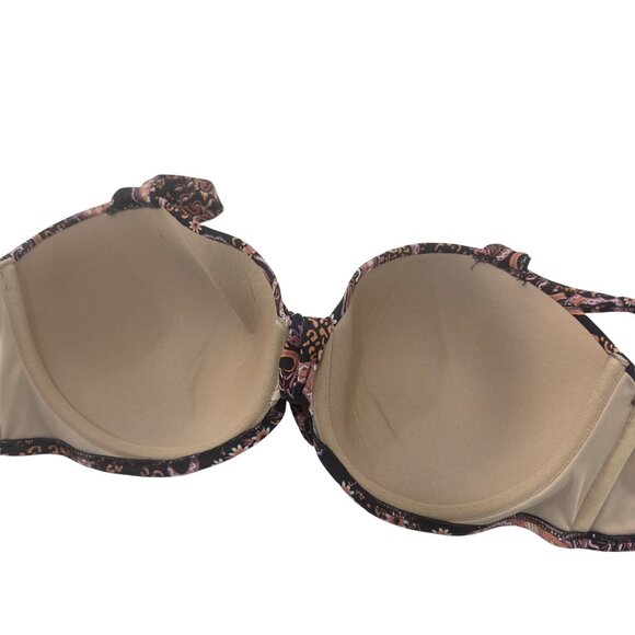 Shade & Shore  Womens Black Paisley Bikini Top With Tie Front Size 36DD - Picture 4 of 11
